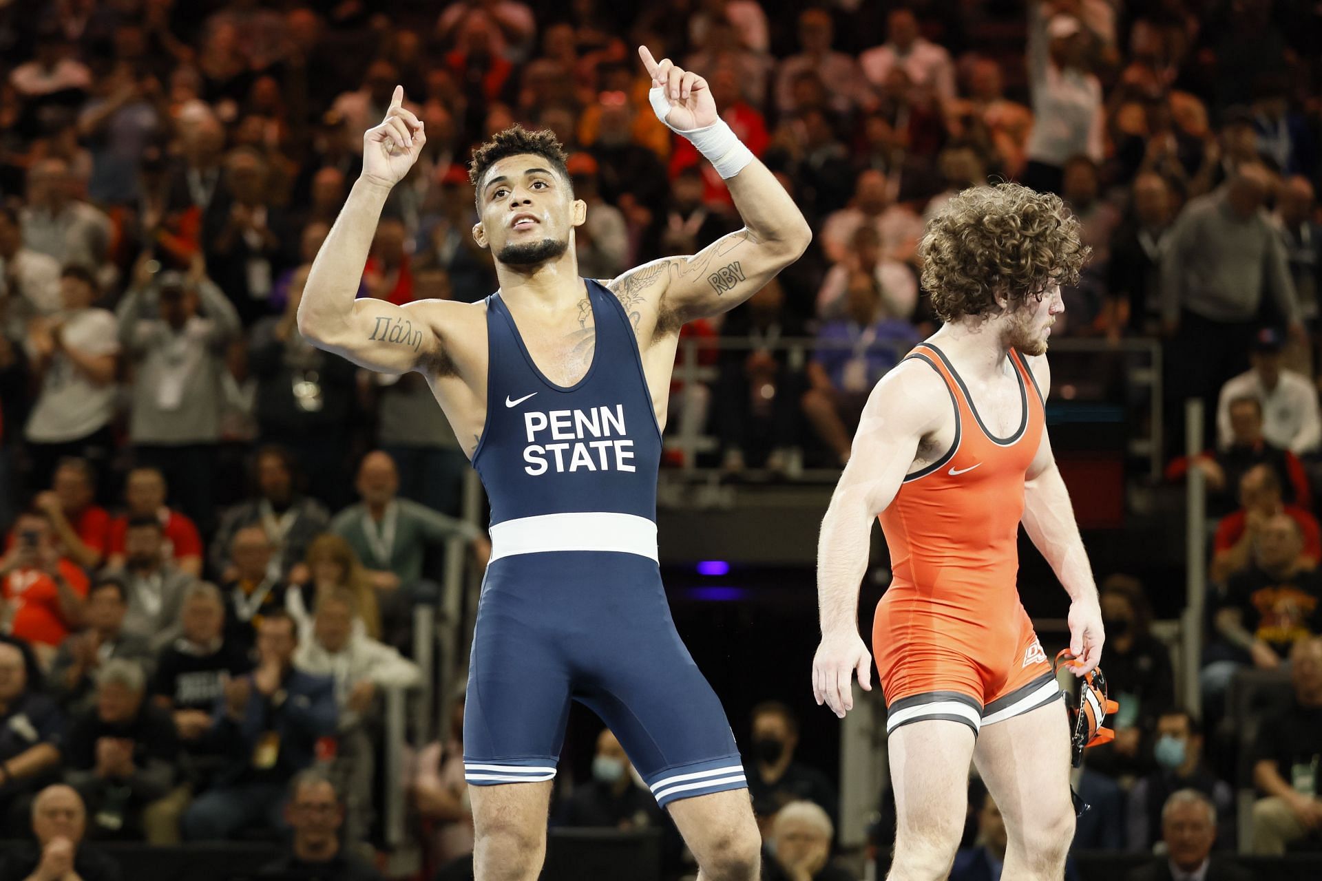 Roman Bravo-Young at the 2022 NCAA Division I Men's Wrestling Championship - Source: Getty